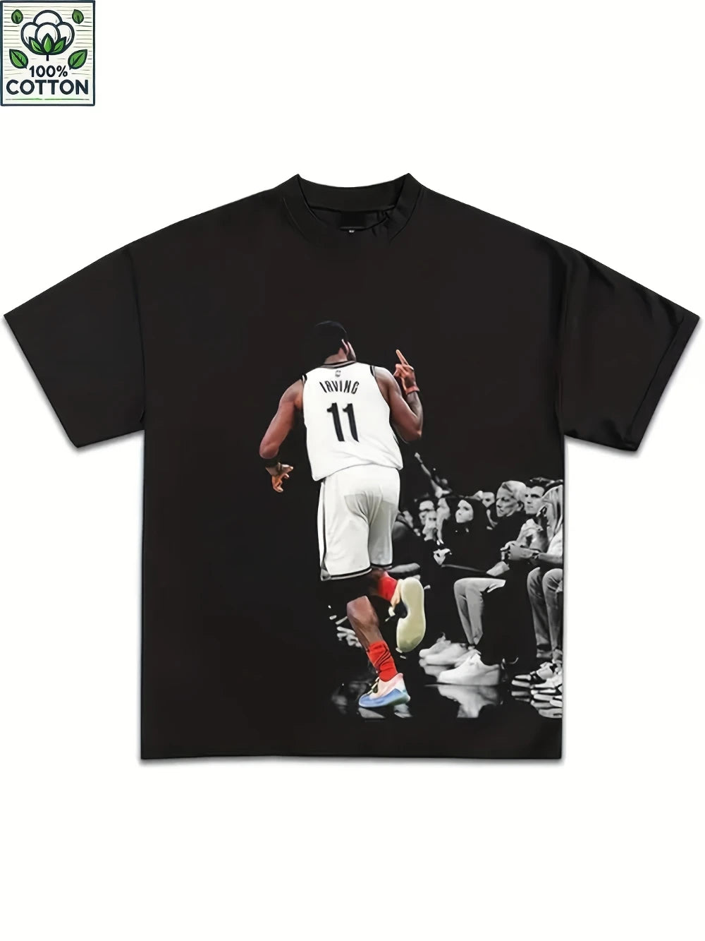 1.0 Men's Basketball Graphic T-shirt, Retro Street Style Cotton Jersey Vivid Player 23 Flame Design Round Neck Short Sleeve T-shirt