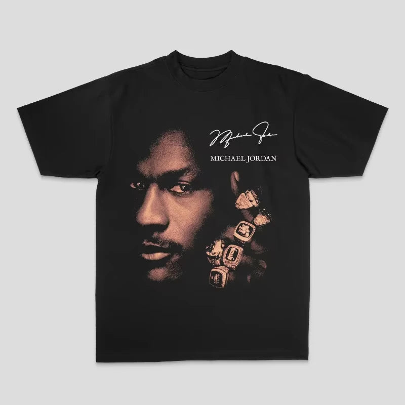 1.0 2025 Michael Jordan American Men's and Women's Loose Cotton Direct Spray Summer Loose Short Sleeve Oversized T Shirt