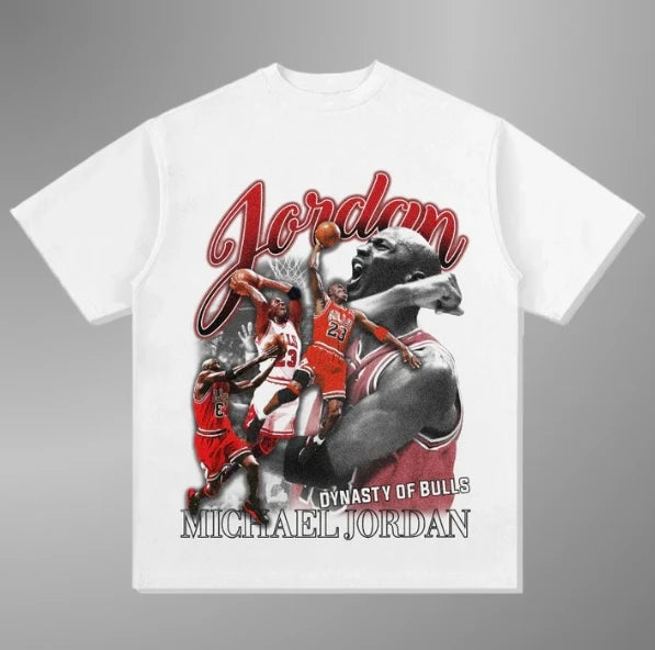 1.0 2025 Summer New La Michael Jordan Y2KT-shirt Cotton Printing Large Size Crew Neck Top Short Sleeve Men's and Women's Top T-shirt
