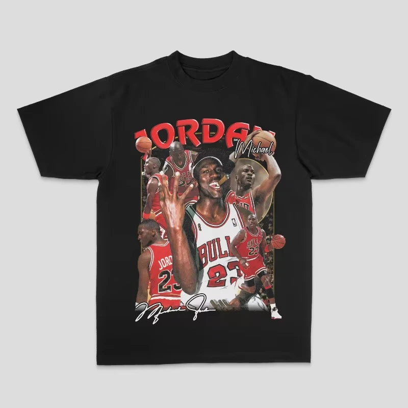 1.0 2025 Michael Jordan American Men's and Women's Loose Cotton Direct Spray Summer Loose Short Sleeve Oversized T Shirt