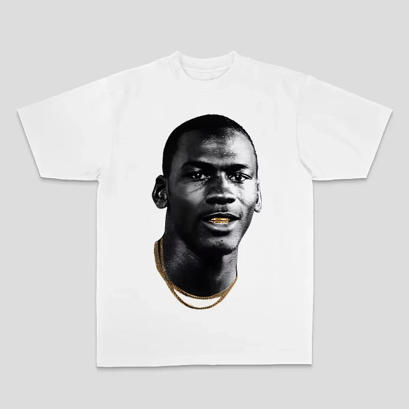 1.0 2025 Michael Jordan American Men's and Women's Loose Cotton Direct Spray Summer Loose Short Sleeve Oversized T Shirt