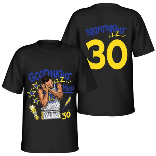 1.0 New Stephen Curry good night pattern Y2k Harajuku print high-quality pure cotton men's and women's sports and leisure T-shirt
