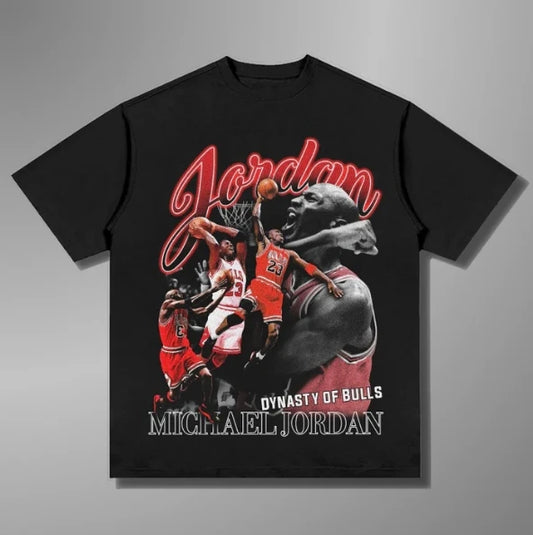 1.0 2025 Summer New La Michael Jordan Y2KT-shirt Cotton Printing Large Size Crew Neck Top Short Sleeve Men's and Women's Top T-shirt