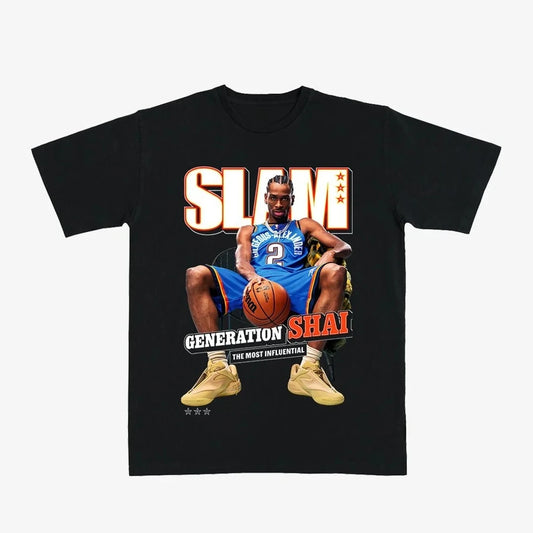 1.0 2025 Summer Latest NBA Star T-shirt SLAM Cover Tee - Shai Gilgeous-Alexander Cotton Plus Size Men's AndWomen's Top T-shirt S-3XL