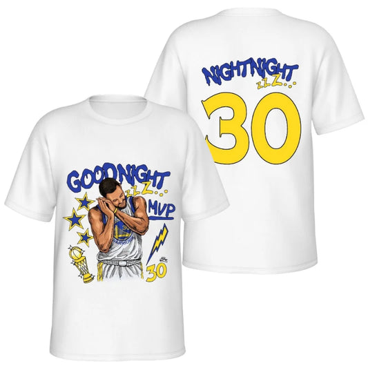 1.0 New Stephen Curry good night pattern Y2k Harajuku print high-quality pure cotton men's and women's sports and leisure T-shirt