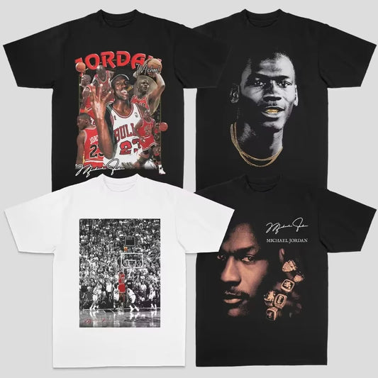 1.0 2025 Michael Jordan American Men's and Women's Loose Cotton Direct Spray Summer Loose Short Sleeve Oversized T Shirt