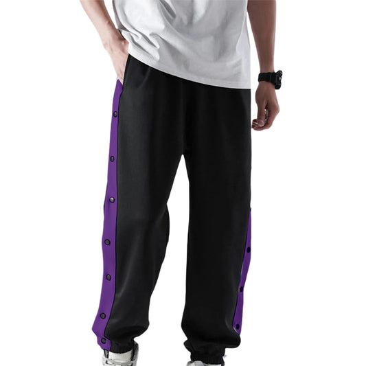 2.0 Men's Tear Away Pants, Loose Fit Basketball Pants High Split Snap Button Sweatpants