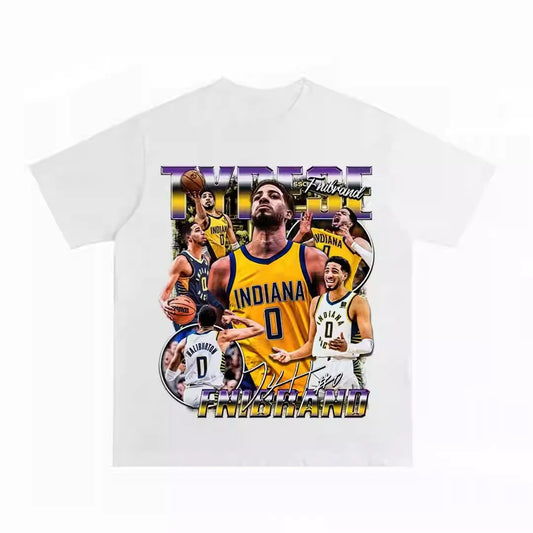 1.0 Tyrese Haliburton T-Shirt Men Women Cotton Tees Short Sleeve Brand T-shirt American Basketball Star Tops Summer Men's Clothing