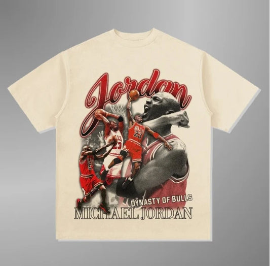 1.0 2025 Summer New La Michael Jordan Y2KT-shirt Cotton Printing Large Size Crew Neck Top Short Sleeve Men's and Women's Top T-shirt