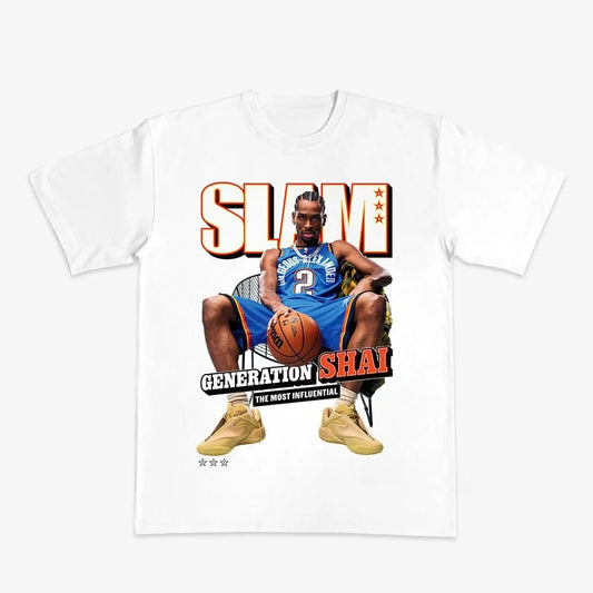 1.0 2025 Summer Latest NBA Star T-shirt SLAM Cover Tee - Shai Gilgeous-Alexander Cotton Plus Size Men's AndWomen's Top T-shirt S-3XL