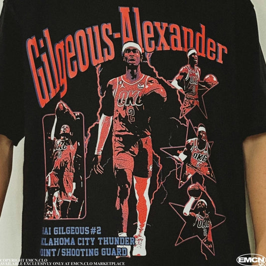 1.0 Trendy T-shirt: Shai Gilgeous Alexander SGA pattern printed short-sleeved style, loose and comfortable men's T-shirt
