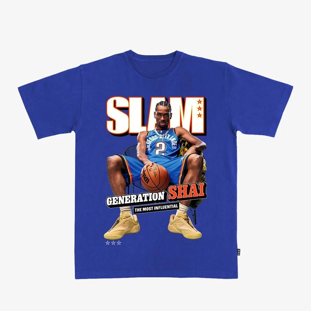 1.0 2025 Summer Latest NBA Star T-shirt SLAM Cover Tee - Shai Gilgeous-Alexander Cotton Plus Size Men's AndWomen's Top T-shirt S-3XL