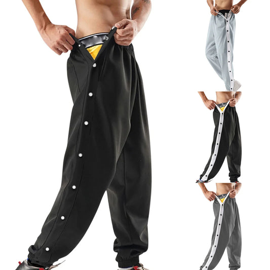 2.0 Men Jogger Pants Fashion Contrast Color Sides Buttons Stretch Workout Long Trousers Male Casual Sports Sweatpants Streetwear