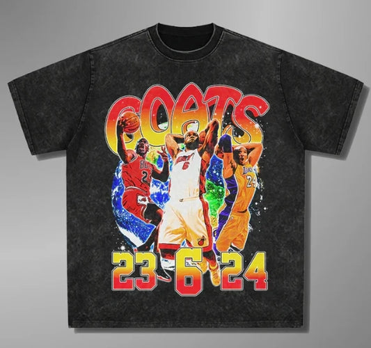 1.0 2025 New LeBron James Y2k Style Washed T-shirt Pure Cotton Flat Print Short Sleeve Casual Large Size Men'sandwomen's Top T-shirt